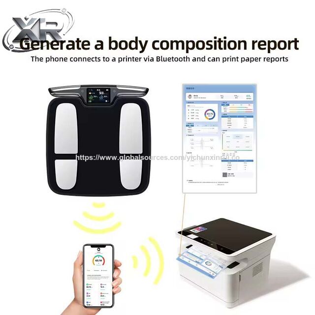 Timbangan BIA 180 kg, Timbangan Elektronik Portabel Bluetooth dengan 8 Elektroda untuk Analisis Impedansi Bioelektrik