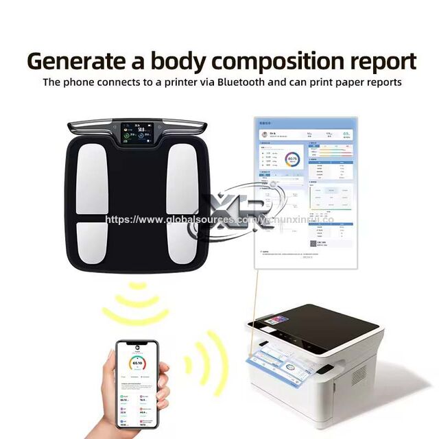 Timbangan BIA 180 kg, Timbangan Elektronik Portabel Bluetooth dengan 8 Elektroda untuk Analisis Impedansi Bioelektrik