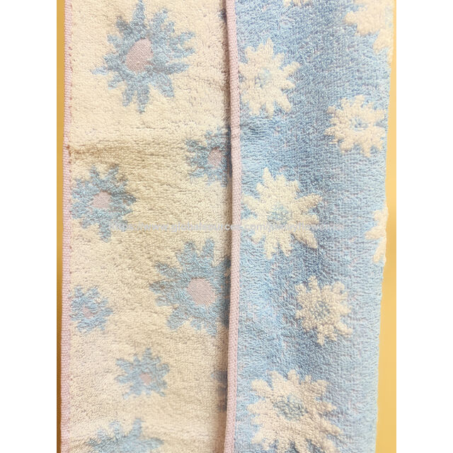 Toalha facial 100% algodão Jacquard azul e branco com flocos de neve para salão de beleza, spa, praia, sauna, viagens e academia com borda branca