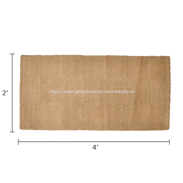 Tapis en Jute Naturel Durable avec Motif Tuile en Boucles 5 Plis - ODM/OEM Personnalisable à Prix d'Usine pour Couverture de Cuisine et d'Entrée