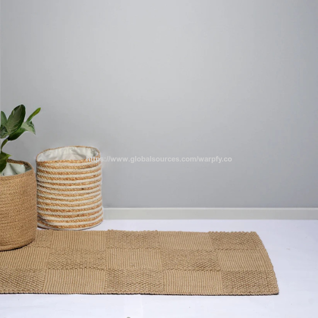 Tapis en Jute Naturel Durable avec Motif Tuile en Boucles 5 Plis - ODM/OEM Personnalisable à Prix d'Usine pour Couverture de Cuisine et d'Entrée