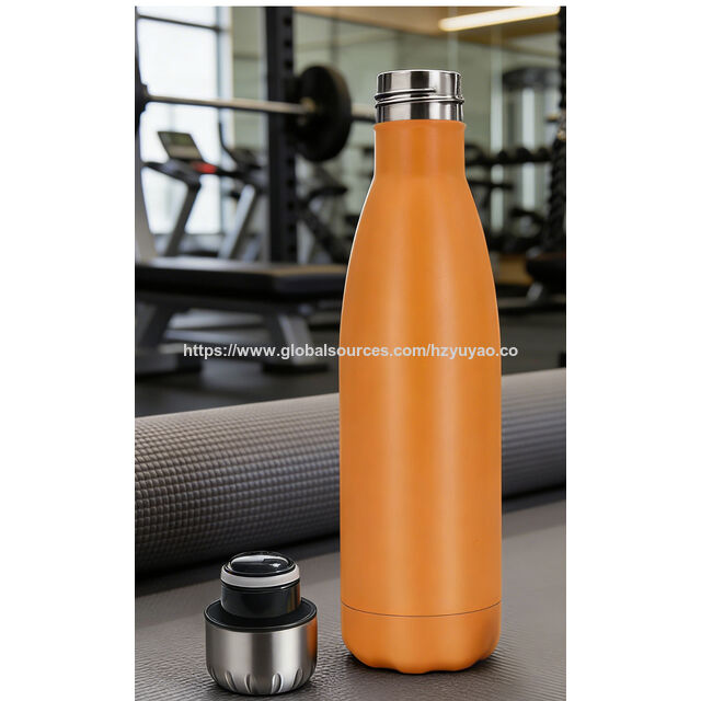Garrafa de água isolada de parede dupla em aço inoxidável em forma de cola para viagens, academia, esportes e uso diário (750ml/500ml)
