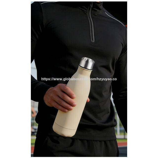 Garrafa de água isolada de parede dupla em aço inoxidável em forma de cola para viagens, academia, esportes e uso diário (750ml/500ml)