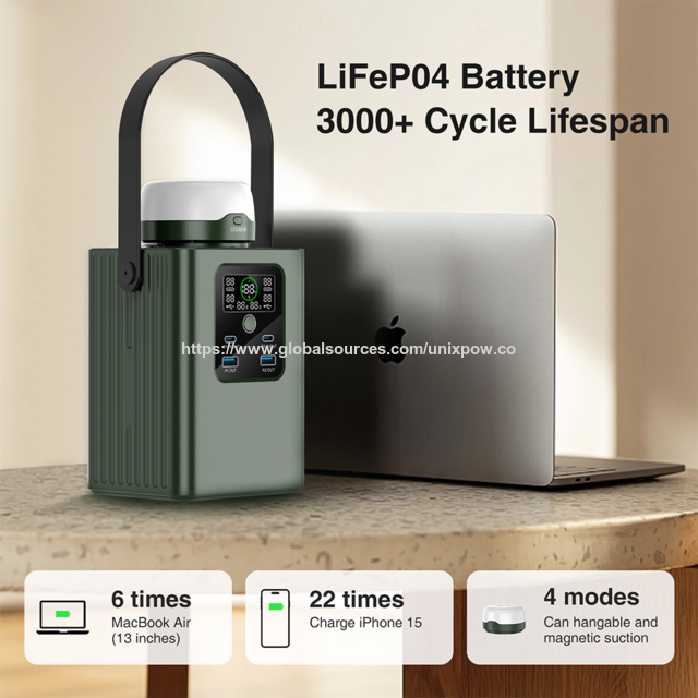 Estación de Energía Portátil DC, 300Wh para Exteriores, Batería LiFePO4, Generador Solar 100W/200W para Camping y Viajes