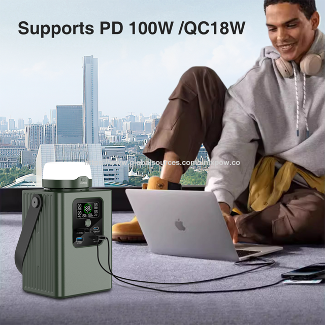 Estación de Energía Portátil DC, 300Wh para Exteriores, Batería LiFePO4, Generador Solar 100W/200W para Camping y Viajes