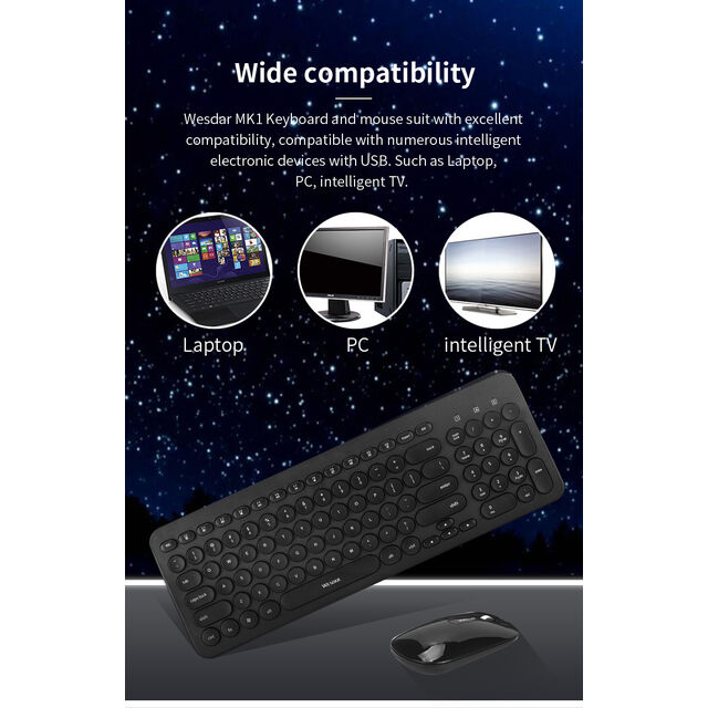 Conjunto de Teclado e Mouse Sem Fio, Combo de Escritório / Aparência Atraente, Longa Vida Útil