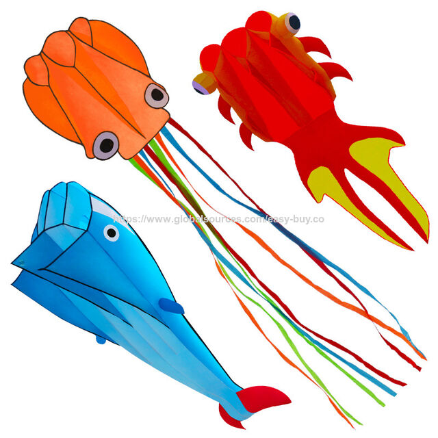 Cometa Qiaoliang Suave de Peluche, Cometa de Pulpo, Cometa de Delfín y Ballena, Cometa de Bolsillo Fácil de Volar con Brisa