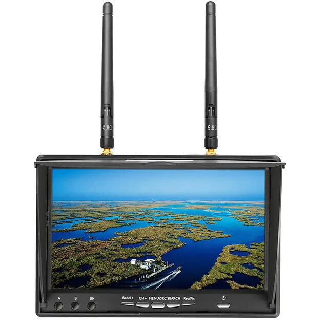Monitor FPV de 7 Pulgadas de Alto Brillo con Receptor de Diversidad para Pilotos de Drones