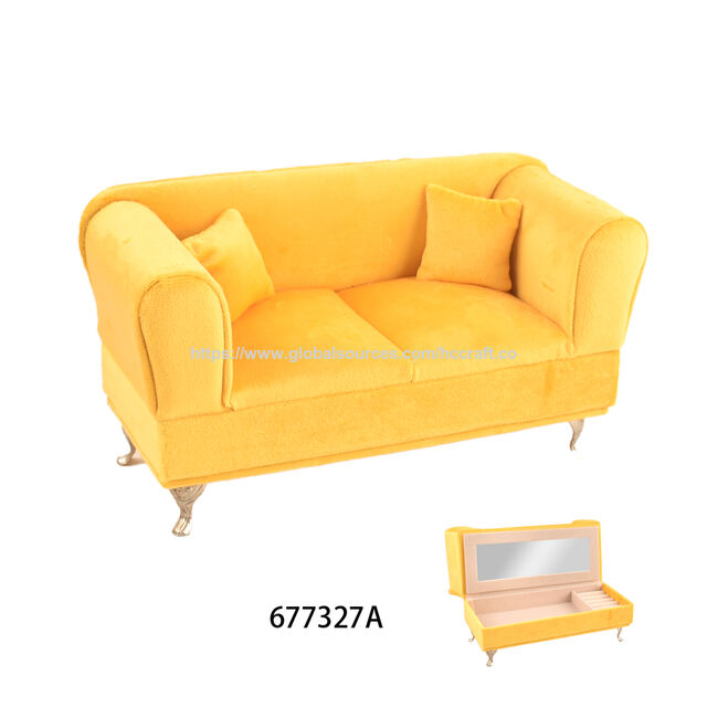 Rechteckige niederländische Flanell-Schmuckschatulle mit Kordelzugverschluss, Sofa-Accessoire, Aufbewahrungsringbox für Schmuck mit Spiegel
