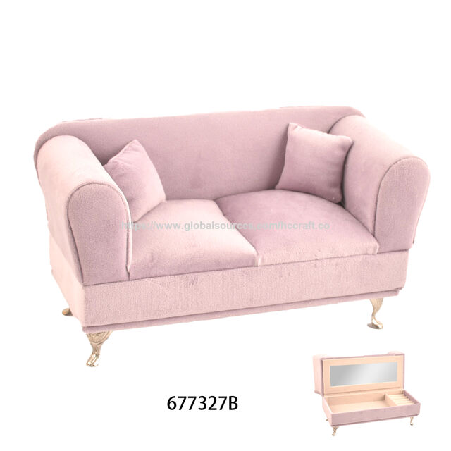 Rechteckige niederländische Flanell-Schmuckschatulle mit Kordelzugverschluss, Sofa-Accessoire, Aufbewahrungsringbox für Schmuck mit Spiegel