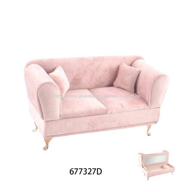 Rechteckige niederländische Flanell-Schmuckschatulle mit Kordelzugverschluss, Sofa-Accessoire, Aufbewahrungsringbox für Schmuck mit Spiegel
