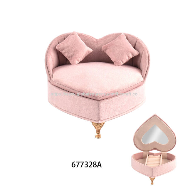 Rechteckige niederländische Flanell-Schmuckschatulle mit Kordelzugverschluss, Sofa-Accessoire, Aufbewahrungsringbox für Schmuck mit Spiegel