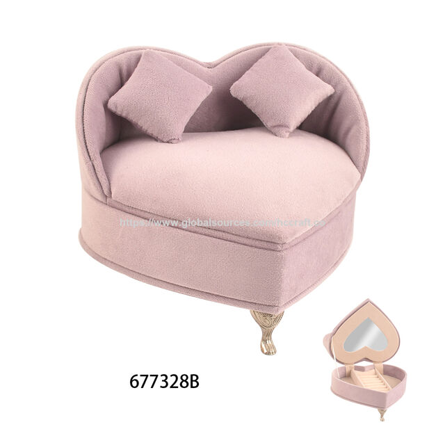 Rechteckige niederländische Flanell-Schmuckschatulle mit Kordelzugverschluss, Sofa-Accessoire, Aufbewahrungsringbox für Schmuck mit Spiegel