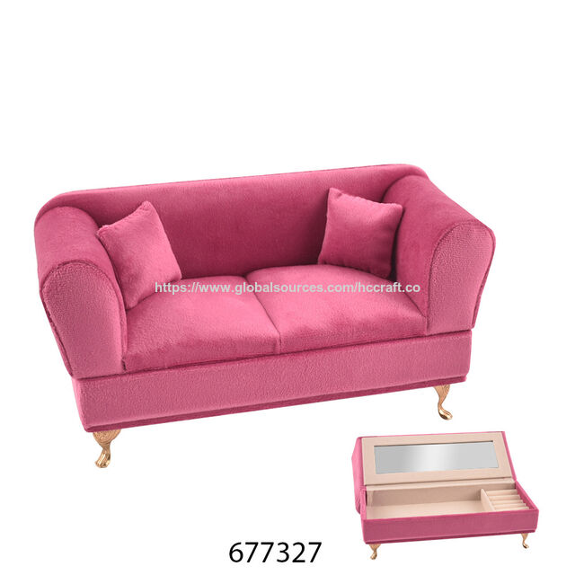 Rechteckige niederländische Flanell-Schmuckschatulle mit Kordelzugverschluss, Sofa-Accessoire, Aufbewahrungsringbox für Schmuck mit Spiegel