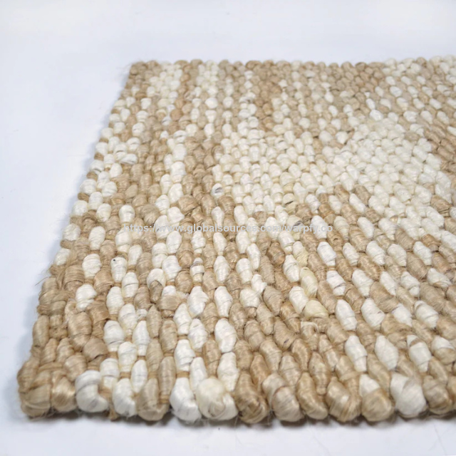 Tapis en jute personnalisable et durable à prix usine avec fil mélangé 5 plis blanc et naturel pour cuisine/entrée, ODM/OEM disponible