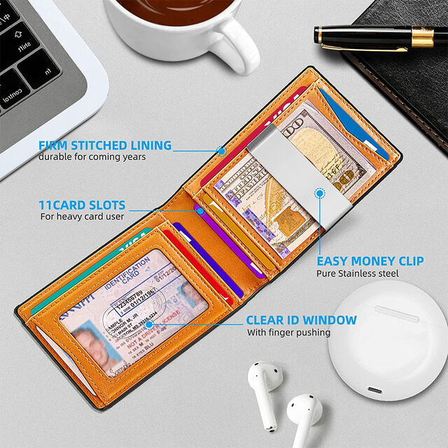 Cartera con Clip para Billetes para Hombre compatible con Airtag Modelo X06902