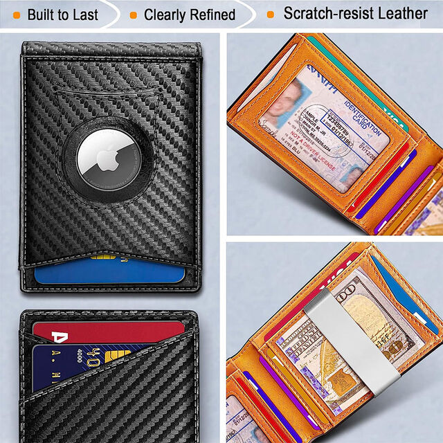 Cartera con Clip para Billetes para Hombre compatible con Airtag Modelo X06902