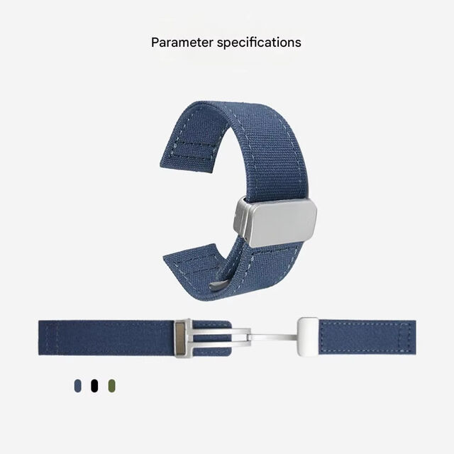 Maßgeschneidertes Segeltuch-Nylon-Canvas-Uhrenarmband 20mm 22mm mit Magnetschnalle, grünes und schwarzes Uhrenband