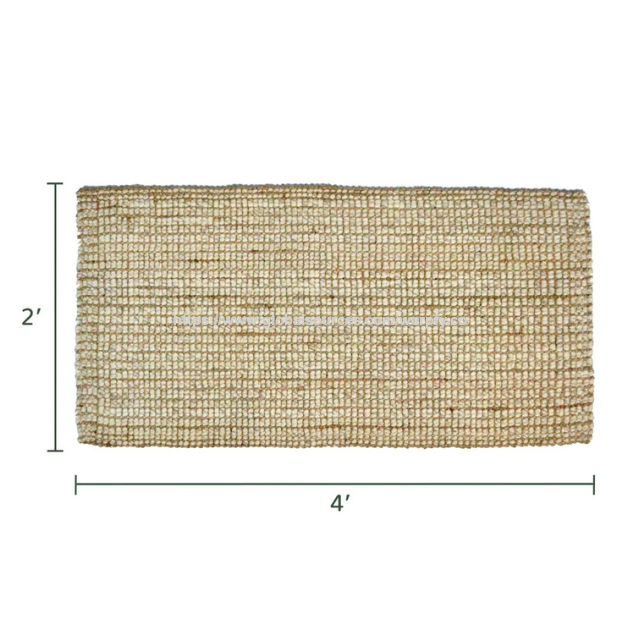 Tapis en jute durable personnalisable à prix usine, blanc/beige, avec texture bouclée 5 plis pour cuisine/entrée, fabrication ODM/OEM.