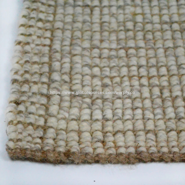 Tapis en jute durable personnalisable à prix usine, blanc/beige, avec texture bouclée 5 plis pour cuisine/entrée, fabrication ODM/OEM.