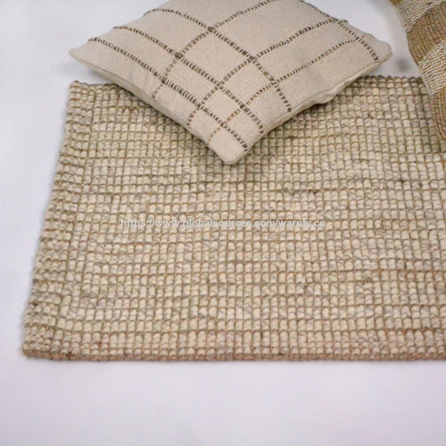 Tapis en jute durable personnalisable à prix usine, blanc/beige, avec texture bouclée 5 plis pour cuisine/entrée, fabrication ODM/OEM.