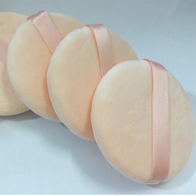 Maßgeschneiderte Baumwoll-Make-up-Handschuhe in Ei-Form, tragbar, weich, hautfreundlich, waschbar, mit Tragegurt und Schleifenband für das Studio