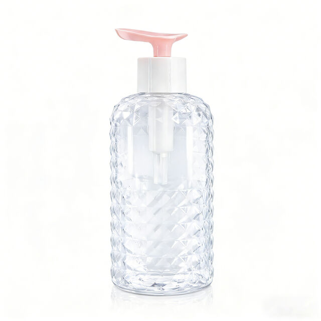 Botella de Bomba Cosmética PETG de 450ml con Patrón de Diamante Personalizado para Envases de Loción para el Cuidado de la Piel