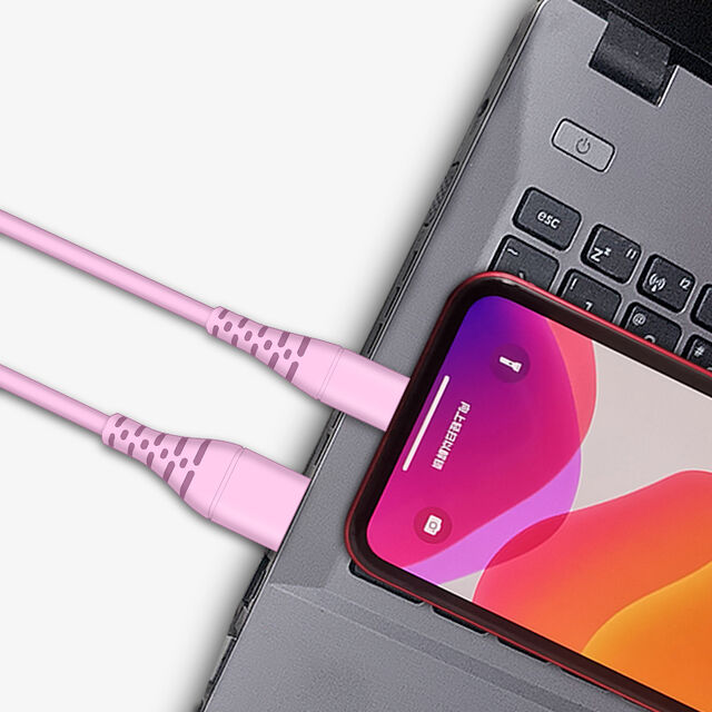 كابل USB وردي 1 متر لهاتف آيفون، للمزامنة والشحن
