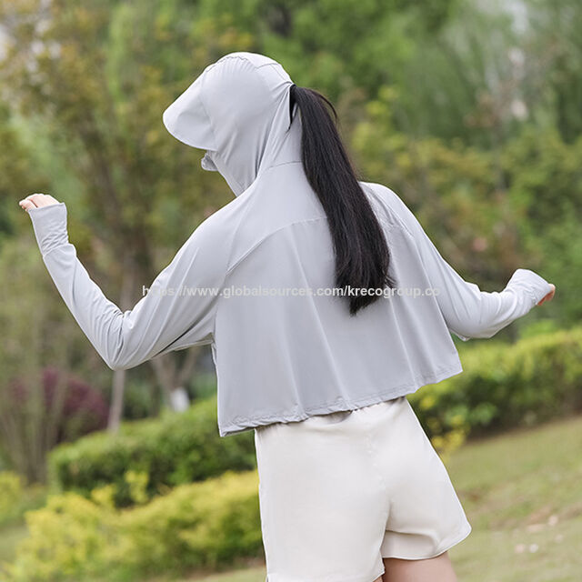 Roupa de Proteção Solar UV para Exterior com Capuz, Novo Design com LOGO Personalizado, Secagem Rápida, Leve, UPF 50+, KRE-FM08