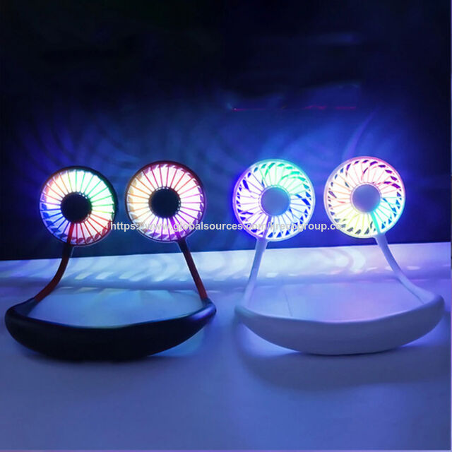 Ventilateur de Cou Portable Réglable à 3 Vitesses avec Éclairage LED, KRE-KPF3198-1#9895 - Vente en Gros