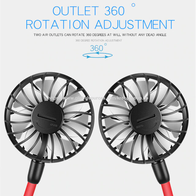 Ventilateur de Cou Portable Réglable à 3 Vitesses avec Éclairage LED, KRE-KPF3198-1#9895 - Vente en Gros