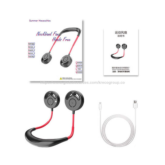 Mini Ventilateur de Cou Suspendu Portable à 360° avec Chargement USB, KRE-KPF3197-3#8855 - Vente en Gros
