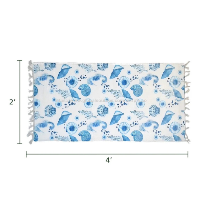 Tapis Naturel Personnalisable Prix Usine pour Entrée de Cuisine - Tapis Chindi Imprimé Floral ODM/OEM, 2'x4' Coquillage, Emballé Roulé