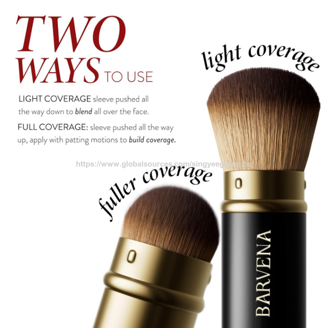 Brocha de maquillaje portátil extensible para colorete, polvos sueltos, base, contorno y herramientas de maquillaje