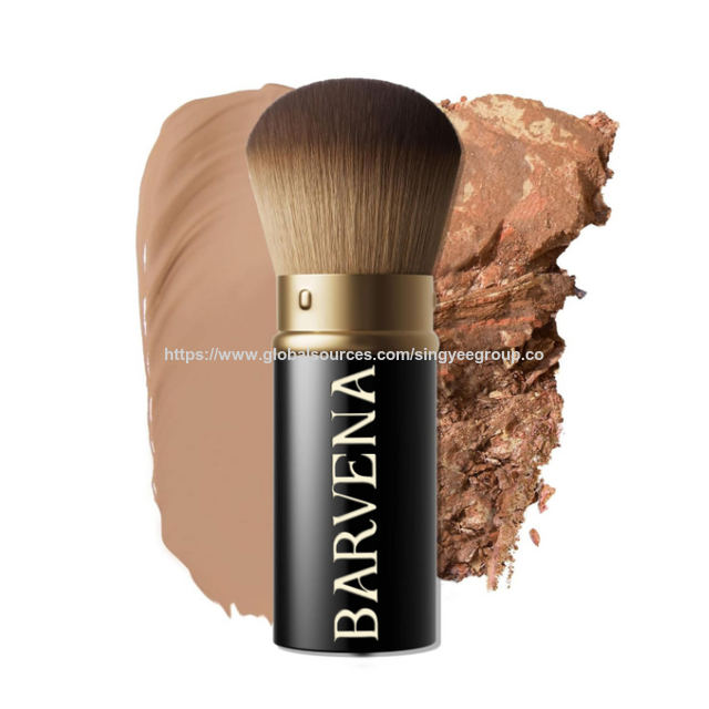 Brocha de maquillaje portátil extensible para colorete, polvos sueltos, base, contorno y herramientas de maquillaje