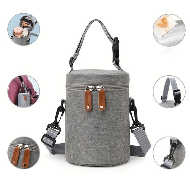 Portable Fashion Bucket Bag Insulated Hanging Baby Bottle Bag Thickened Aluminum Foil Water-Resistant Mom's Polyester Bag
