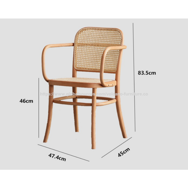 Großhandel Esstische und Hocker aus Massivholz-Rattan im Vintage-Wohnstil mit Rückenlehne, Esstische und Stühle aus Naturholz