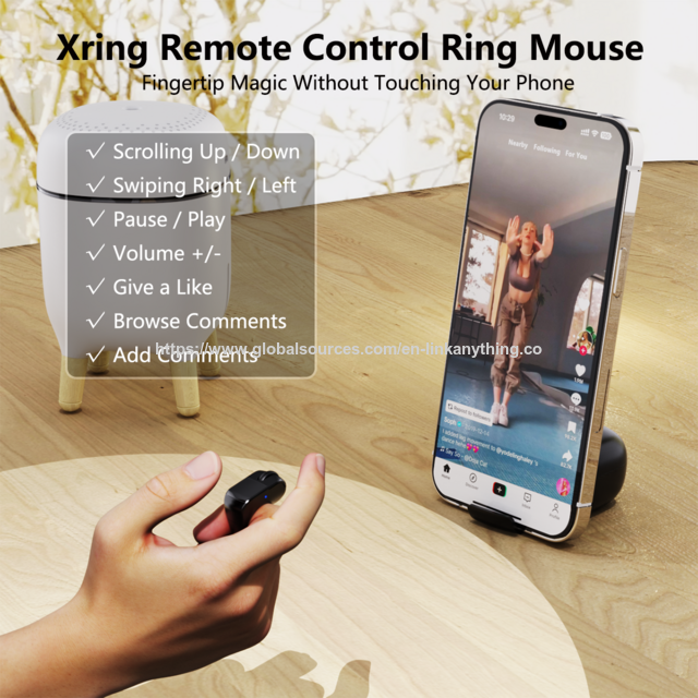 Mini Bluetooth Ring-Maus Fernbedienung zum Scrollen von TikTok-Videos, Selfie-Kamera, Seitenwender für iOS Android Windows