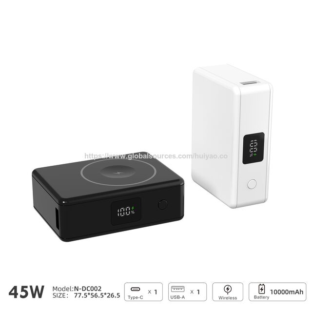 Pocket-Size 10000mAh Power Bank, 45W USB C Fast Charging Portable Charger with 15W Wireless Output & 36W USB-A, 3-in-1 External