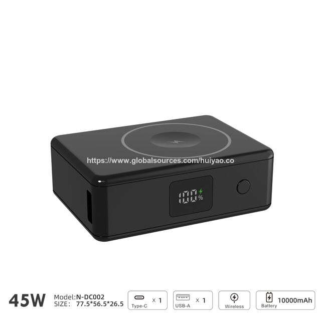 Pocket-Size 10000mAh Power Bank, 45W USB C Fast Charging Portable Charger with 15W Wireless Output & 36W USB-A, 3-in-1 External