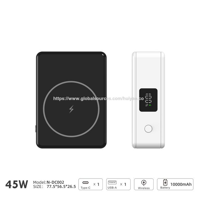 Pocket-Size 10000mAh Power Bank, 45W USB C Fast Charging Portable Charger with 15W Wireless Output & 36W USB-A, 3-in-1 External