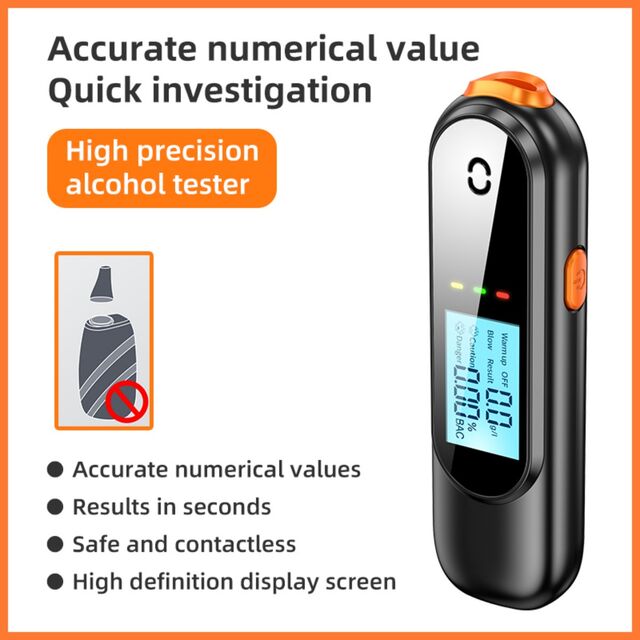 Tragbarer digitaler Alkoholtester für Atemalkohol, ABS-Profi-Qualität, 0,00-0,19 % BAC, CE FCC ROHS zertifiziert