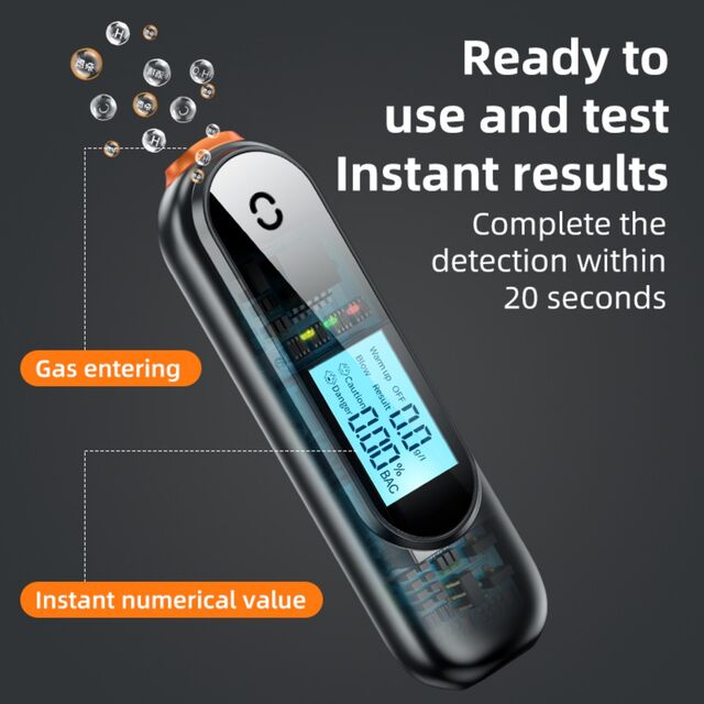 Tragbarer digitaler Alkoholtester für Atemalkohol, ABS-Profi-Qualität, 0,00-0,19 % BAC, CE FCC ROHS zertifiziert