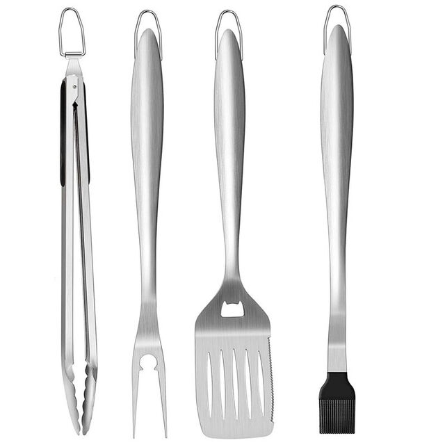 4pcs Accessoires de Grill Professionnels Haut de Gamme pour Chefs - Ensemble d'Outils de Grill Professionnel & Outils BBQ de Base pour Restaurant de Jardin