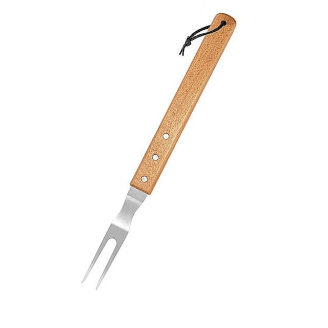 Ensemble d'Outils de Grillade avec Manche en Bois, Accessoires BBQ, Spatule Durable en Acier Inoxydable, Pinces, Brosse de Nettoyage