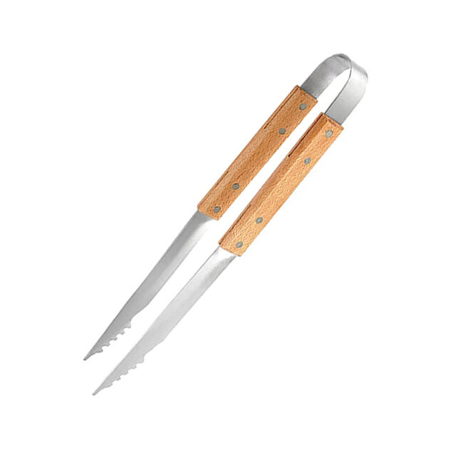 Ensemble d'Outils de Grillade avec Manche en Bois, Accessoires BBQ, Spatule Durable en Acier Inoxydable, Pinces, Brosse de Nettoyage