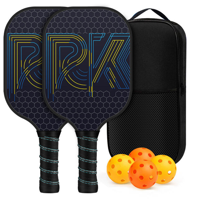 Conjunto de Raquetes de Pickleball Aprovadas pela USAPA com Pegada Confortável, Raquete de Fibra de Vidrio para Entretenimento Interno/Externo com Estrutura em Favo de Mel para Absorção de Choque