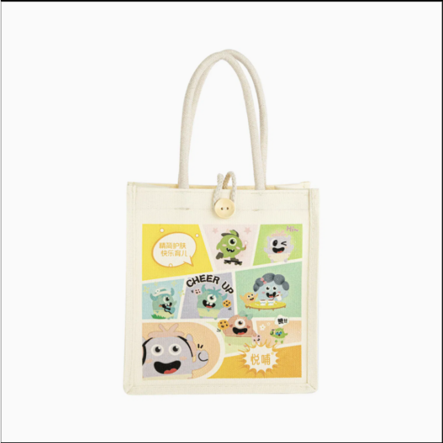 Sac fourre-tout en toile de coton 100% coton avec design carré horizontal