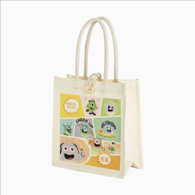 Sac fourre-tout en toile de coton 100% coton avec design carré horizontal