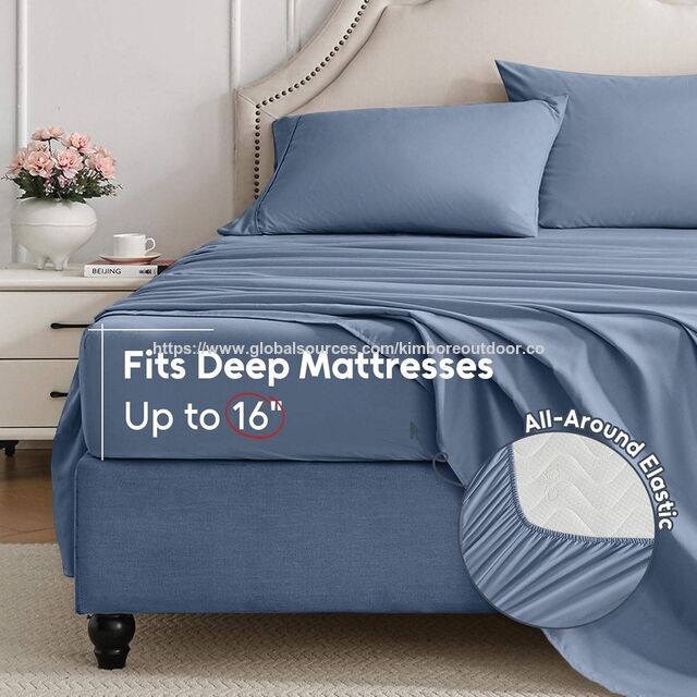Ensemble de Draps Premium en Microfibre à Effet Rafraîchissant, Poches Profondes, Vente en Gros
